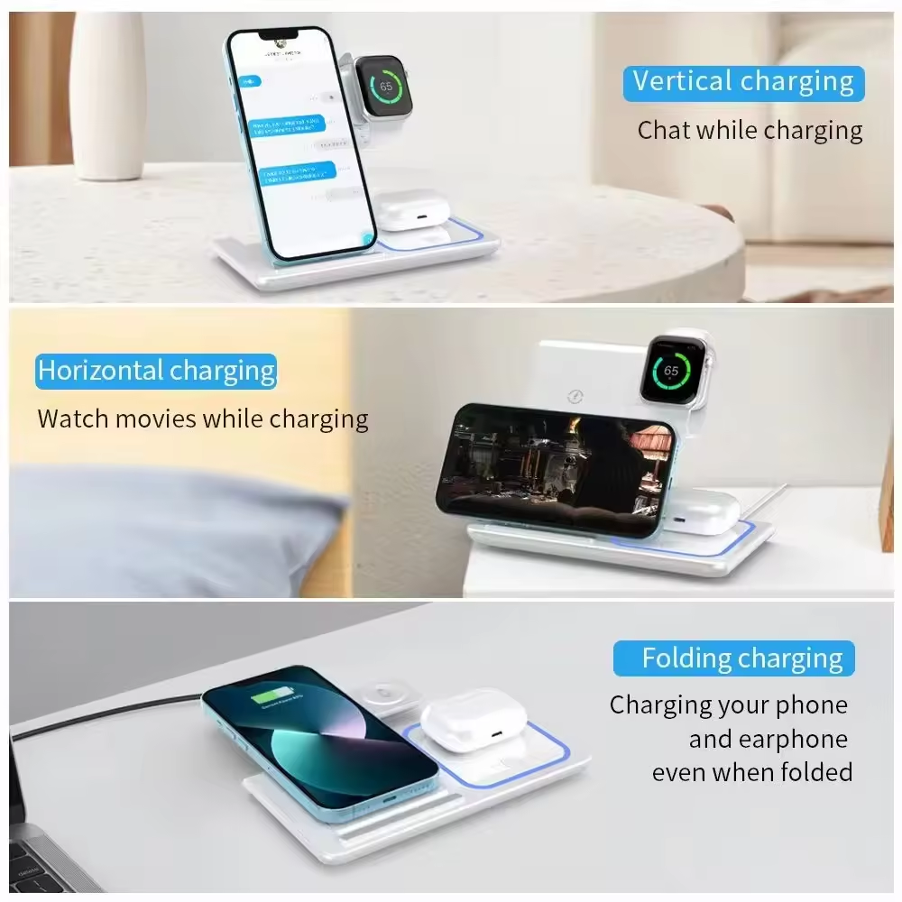 Foldable 3 In 1 Fast 15w QI Wireless Charging Station